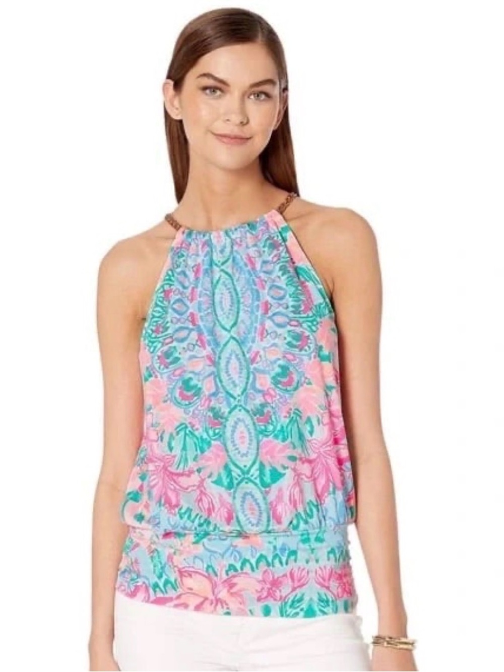 NWT Lilly Pulitzer "Bowen" halter top in the "Hot Tamale" pattern SIZE M